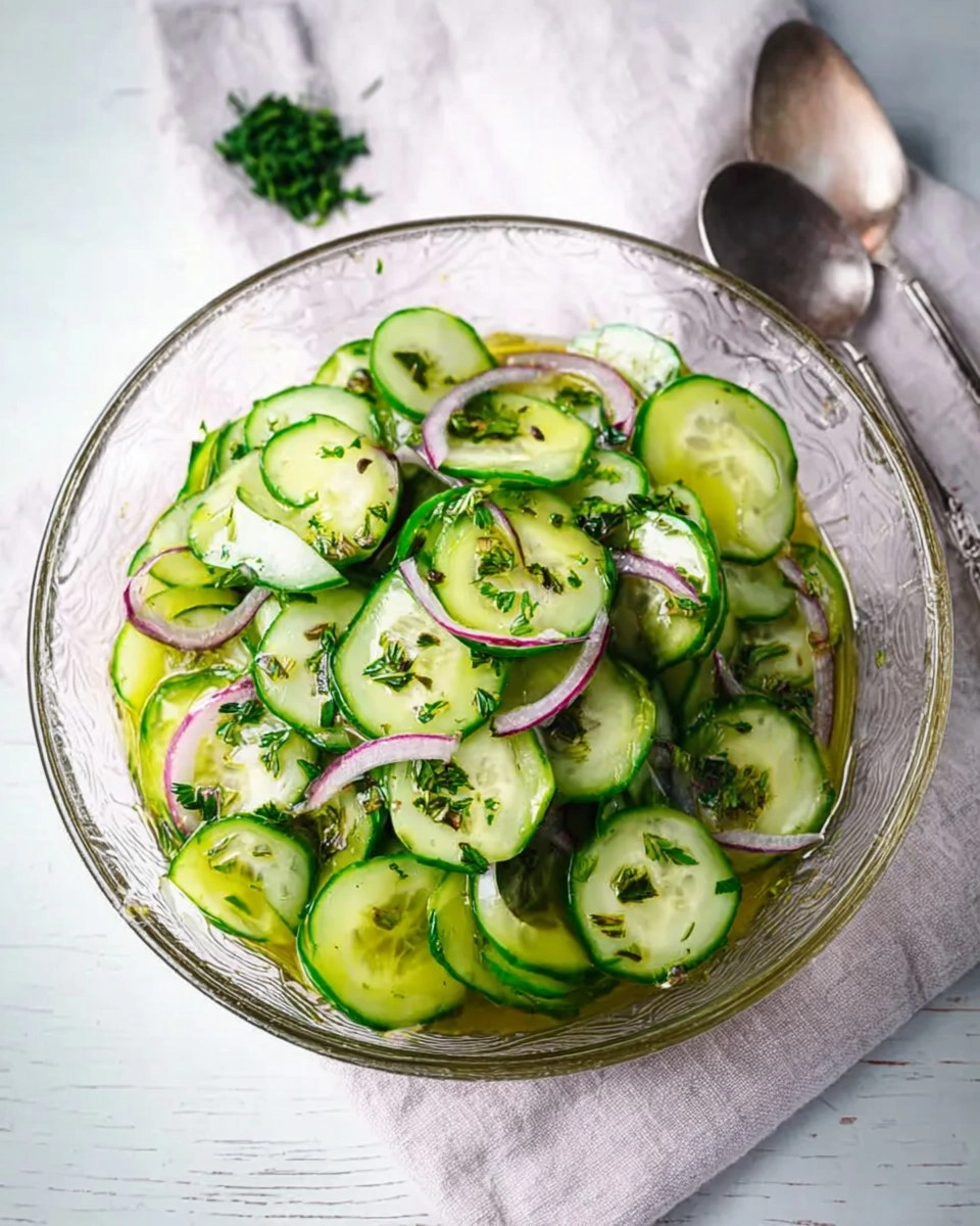 Gurkensalat mit Essig und Öl