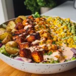 Kartoffel-Hahnchen-Bowl-mit-Mais-Salat-Rezept