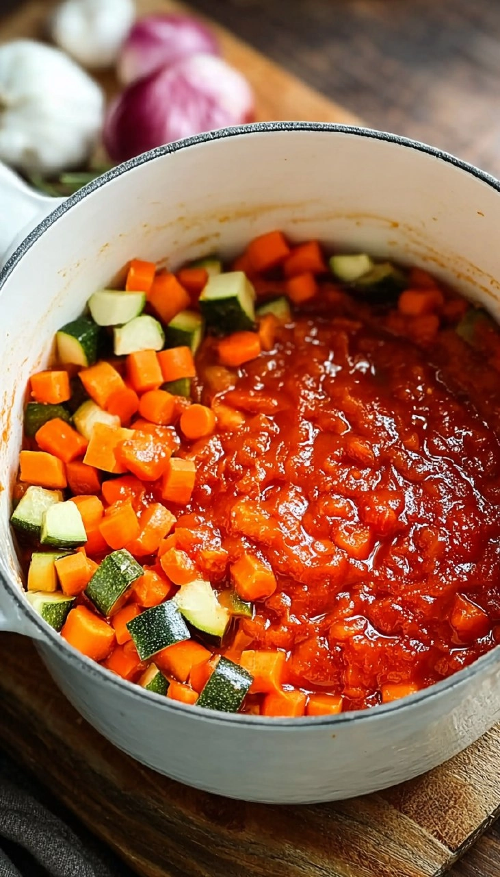 Tomatensauce mit verstecktem Gemüse