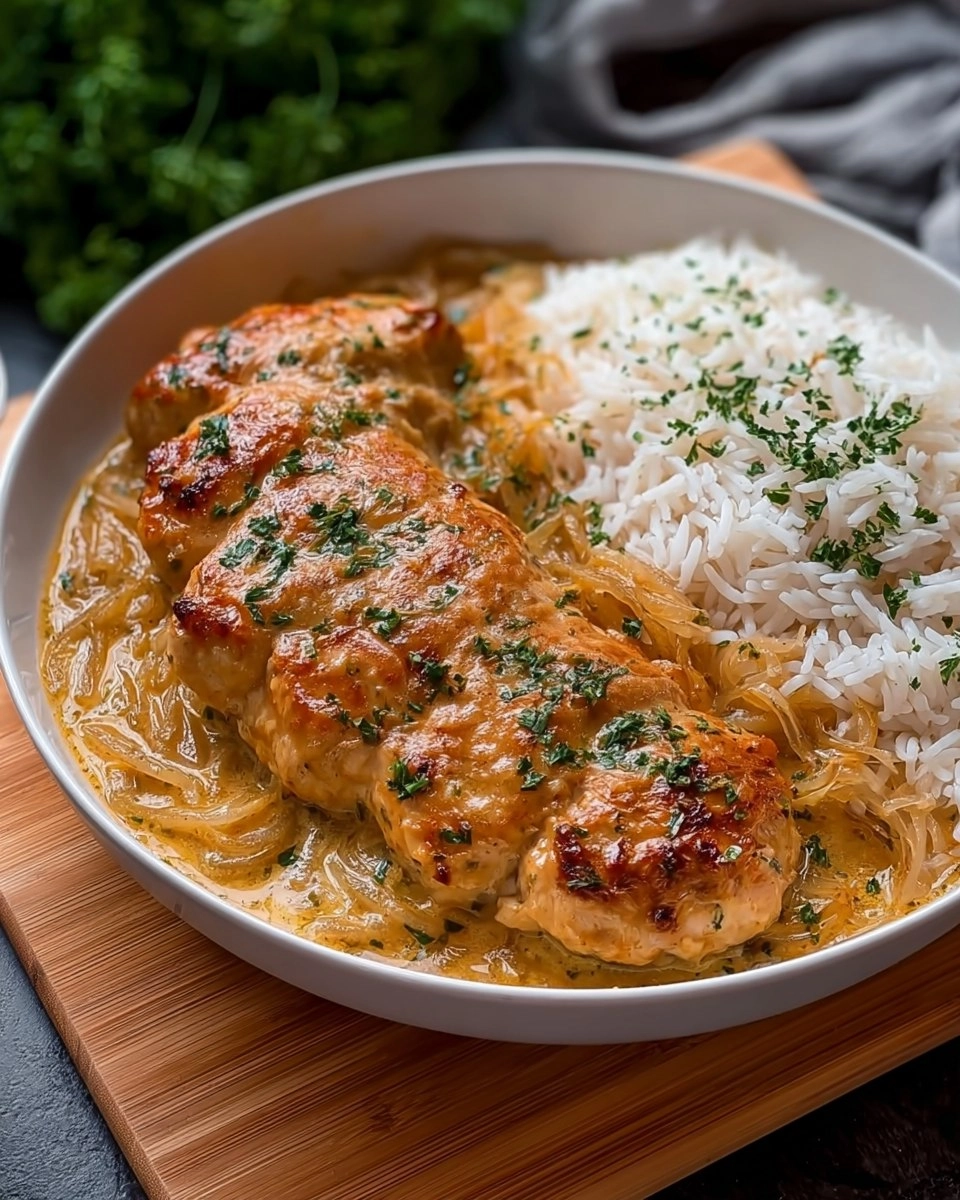 Zwiebel-Sahne-Hähnchen aus dem Ofen 4 Zwiebel-Sahne-Hähnchen aus dem Ofen