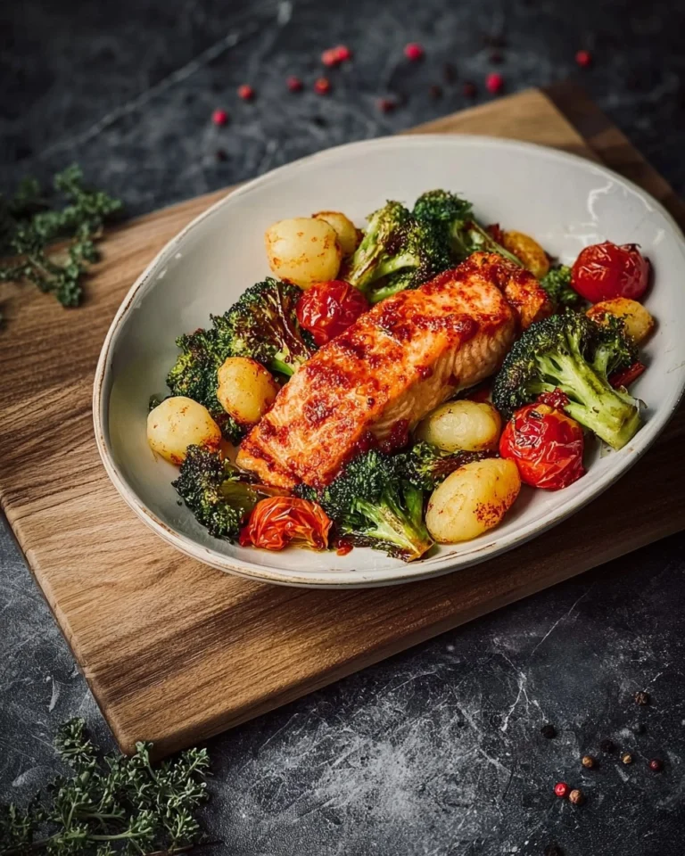 Lachs-aus-dem-Airfryer-mit-Gnocchi-Brokkoli-und-Tomaten-Rezept