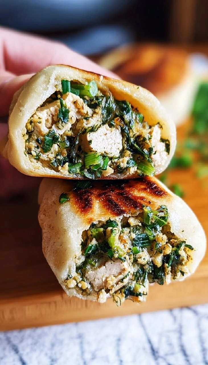 Pfannenbrote mit Bärlauch-Tofu-Füllung