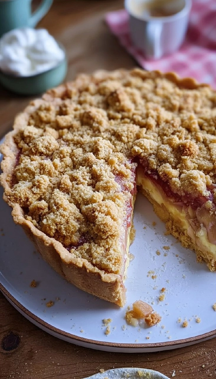 Rhabarber-Streusel-Custard-Kuchen