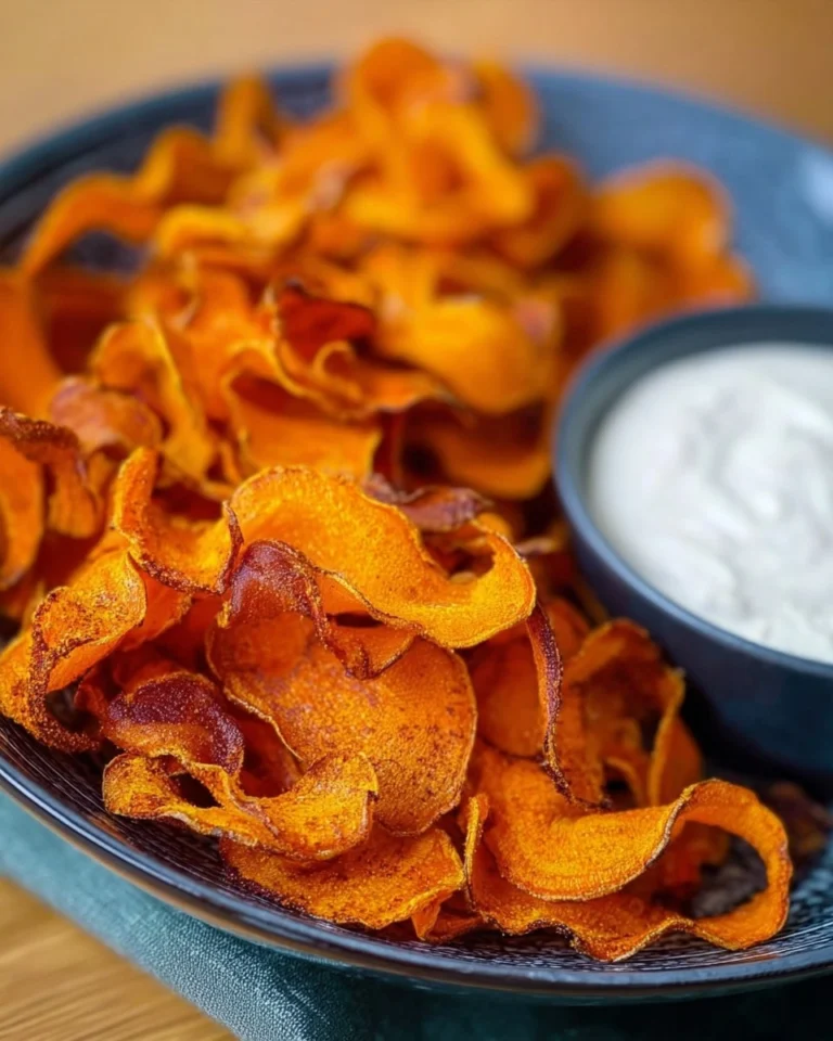 Karottenchips-aus-dem-Airfryer-mit-cremigem-Protein-Dip-Rezept
