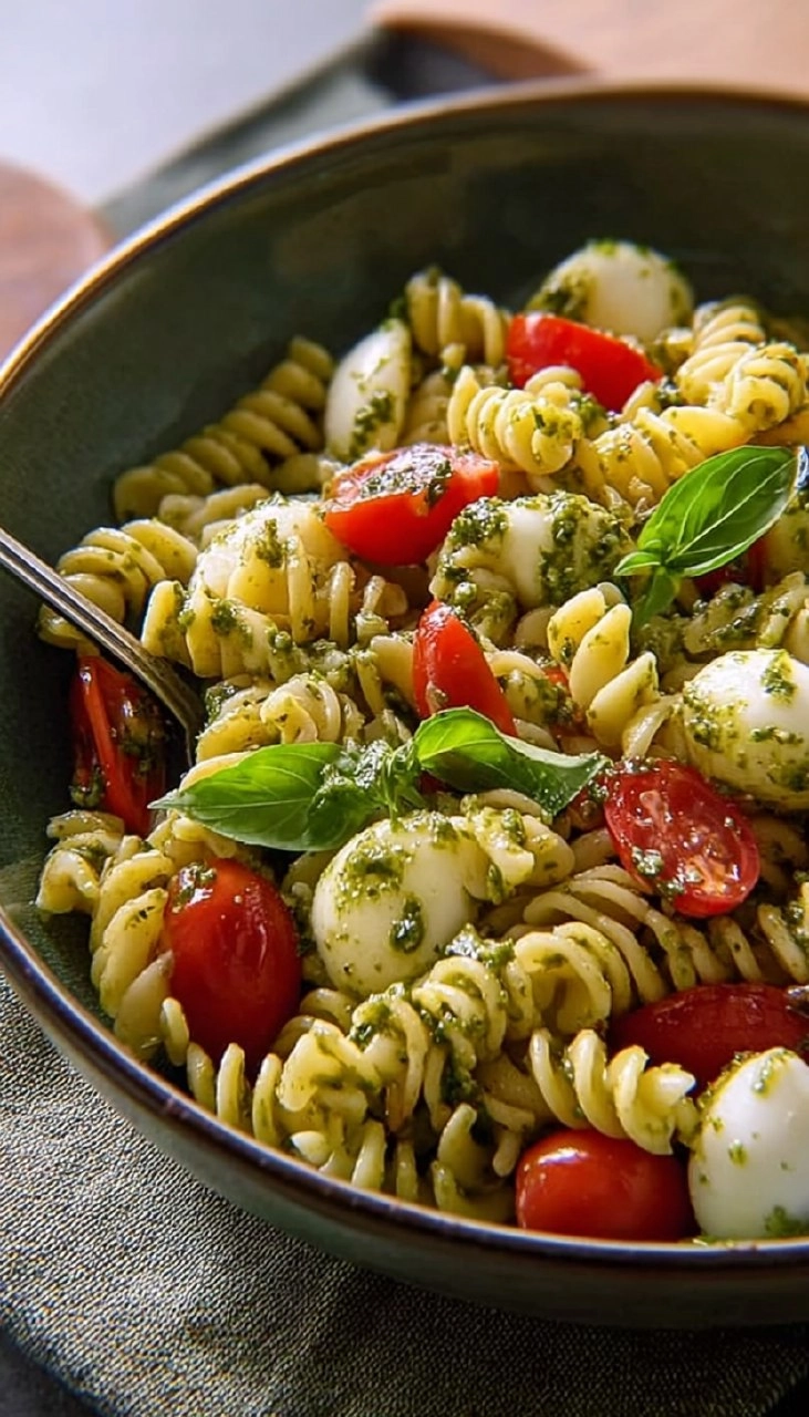 Mediterraner Nudelsalat mit Pesto